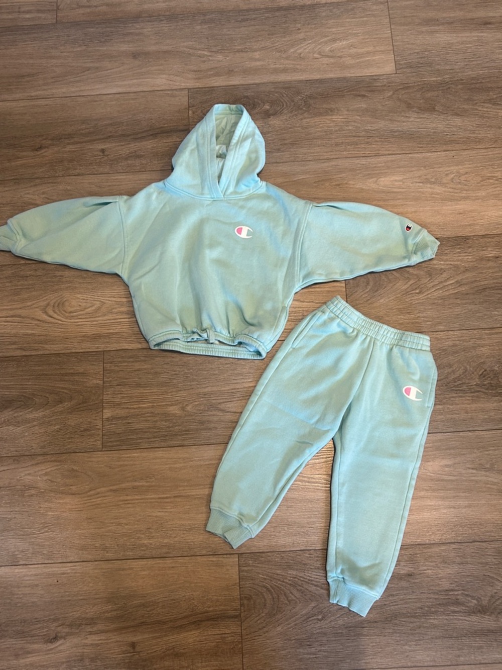 NWOT Champion Kids Light Mint Green Hoodie & Joggers Set Size 4T - Picture 1 of 5